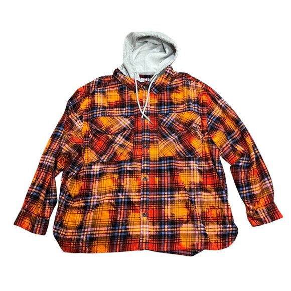 Urban Outfitters Flannel Plaid Hooded Oversized Shirt, XL - Picture 9 of 11